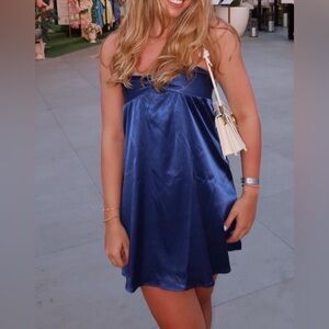 Elegant Blue Satin Dress